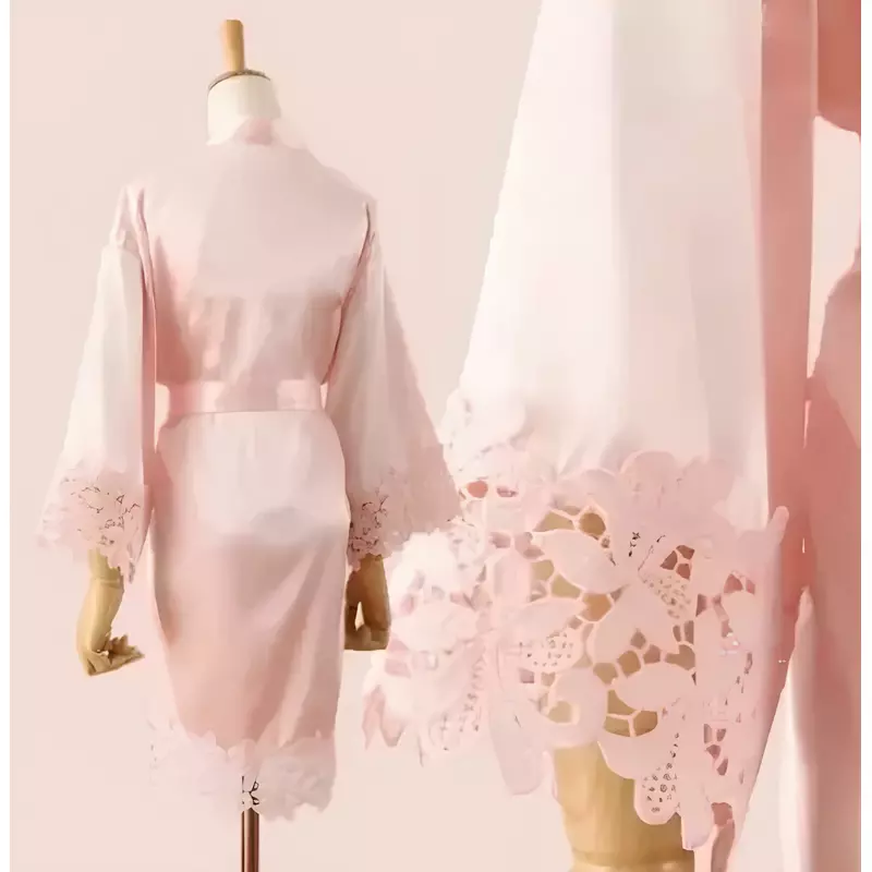 Halat de Dama din Satin, Roz - MEI40