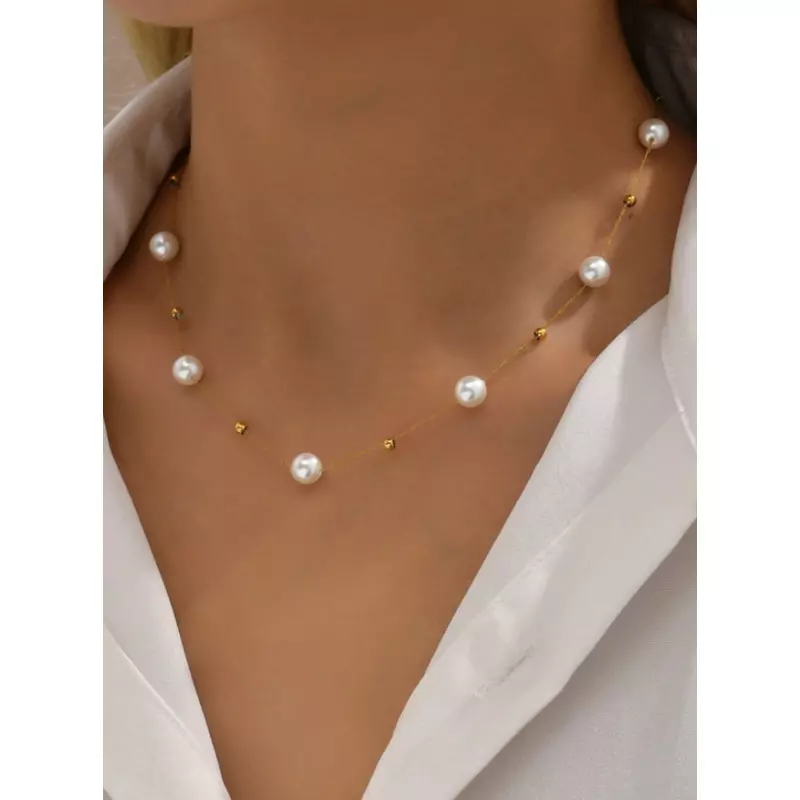 Colier Auriu cu Perle Artificiale - 664626
