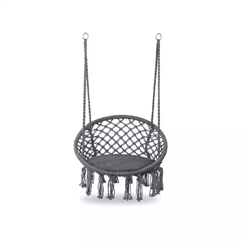 Leagan suspendat pentru interior/exterior, cu spatar si perna, cuib de barza, gri, GW-076G