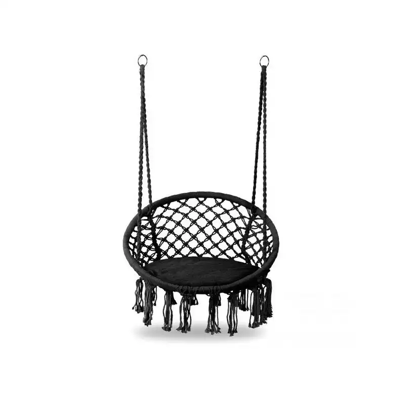 Leagan suspendat pentru interior/exterior, cu spatar si perna, cuib de barza, negru, GW-076B