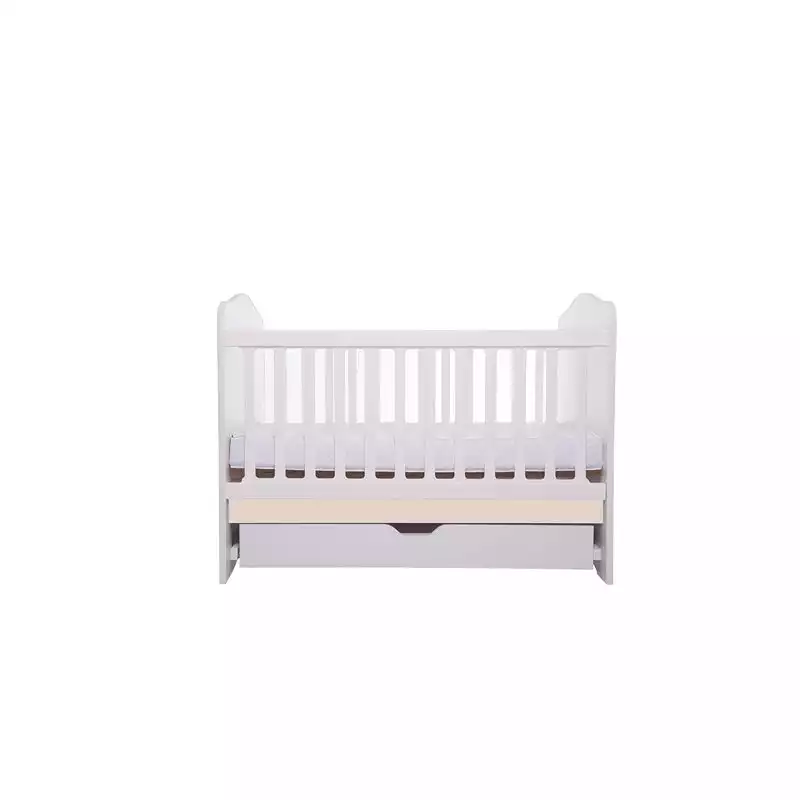 Patut Eurogloria Como cu sertar - Alb cu Bej + Saltea cocos confort 120 x 60 x 12 cm