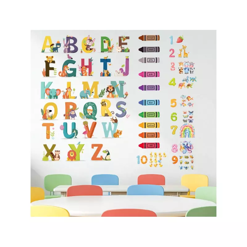 Sticker Perete Autocolant Alfabet cu Animale 41 x 3 x 3 - 78333