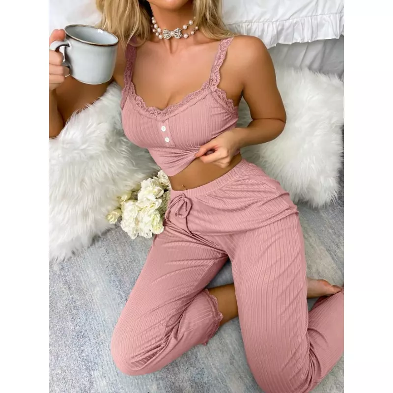 Set Pijama de Dama 2 Piese, Roz - MEI44