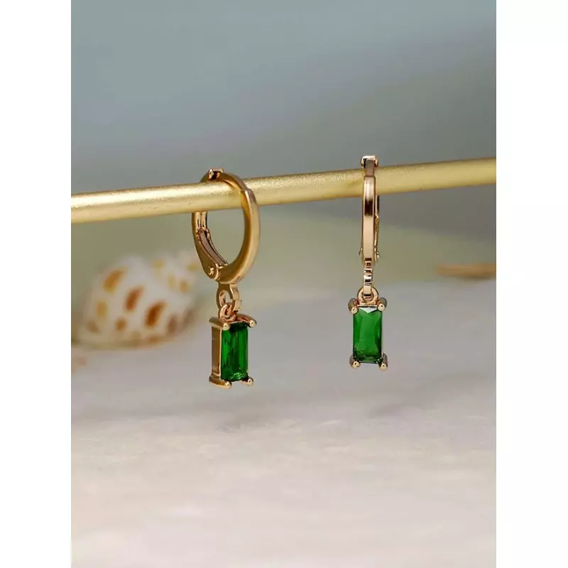 Cercei Rotunzi cu Stras Verde, 2.7x0.9cm - 99323