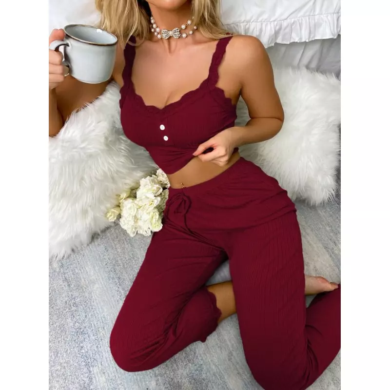Set Pijama de Dama 2 Piese,  Visiniu - MEI45