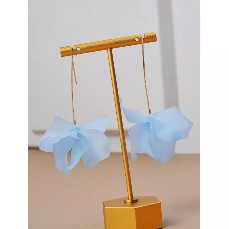 Cercei Lungi Floare Albastru Deschis - 79804