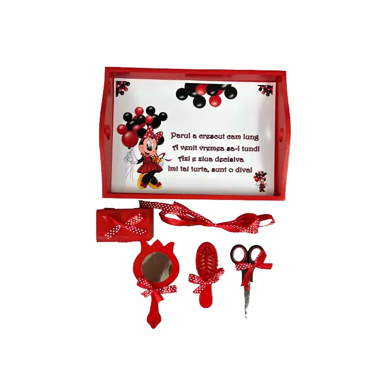 Tavita Turta cu 6 Piese - Minnie mouse cu Tavita Rosie- TPT48