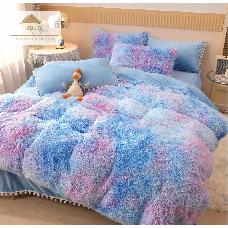 Lenjerie Fluffy Super Pufoasa 6 Piese, Bleu Pestrit- JOJ242