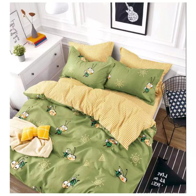 Lenjerie de Pat Bumbac Finet, 1 Persoana , 4 Piese- JO411
