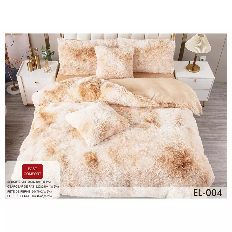 Lenjerie Fluffy Super Pufoasa 6 Piese, Cream Pestrit - EAT63
