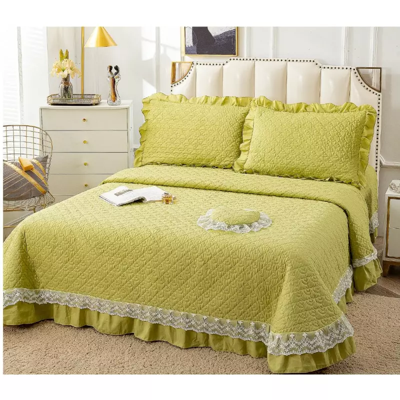 Set Cuvertura de Pat din Bumbac, 4 Piese, Verde Lime - PIT163