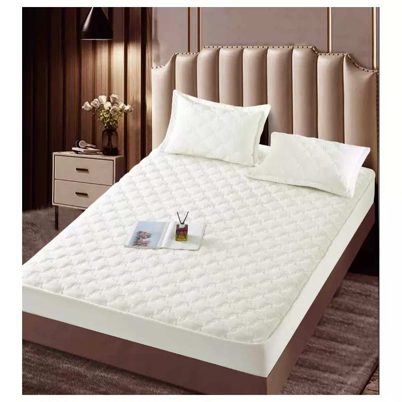 Husa pentru saltea tip topper cu elastic + 2 Fete de perna catifea,  Alb 180x200cm - JOJ559