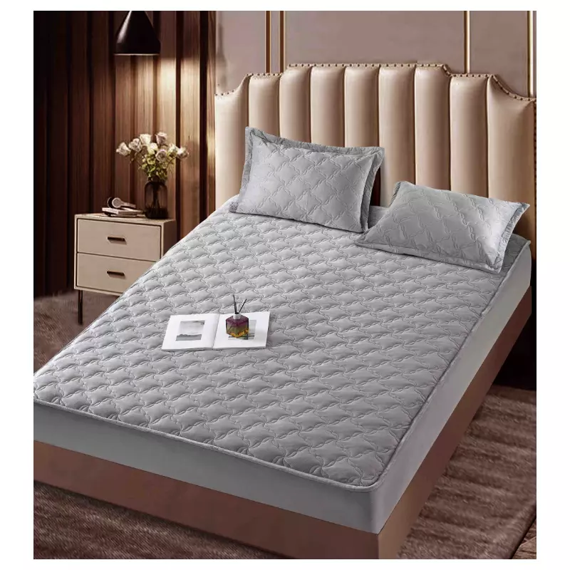 Husa de Saltea Tip Topper cu Elastic + 2 Fete de Perna, Gri Deschis 140x200 - JOJ554
