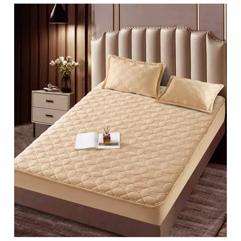 Husa de Saltea Tip Topper cu Elastic + 2 Fete de Perna, Bej 140x200 - JOJ555