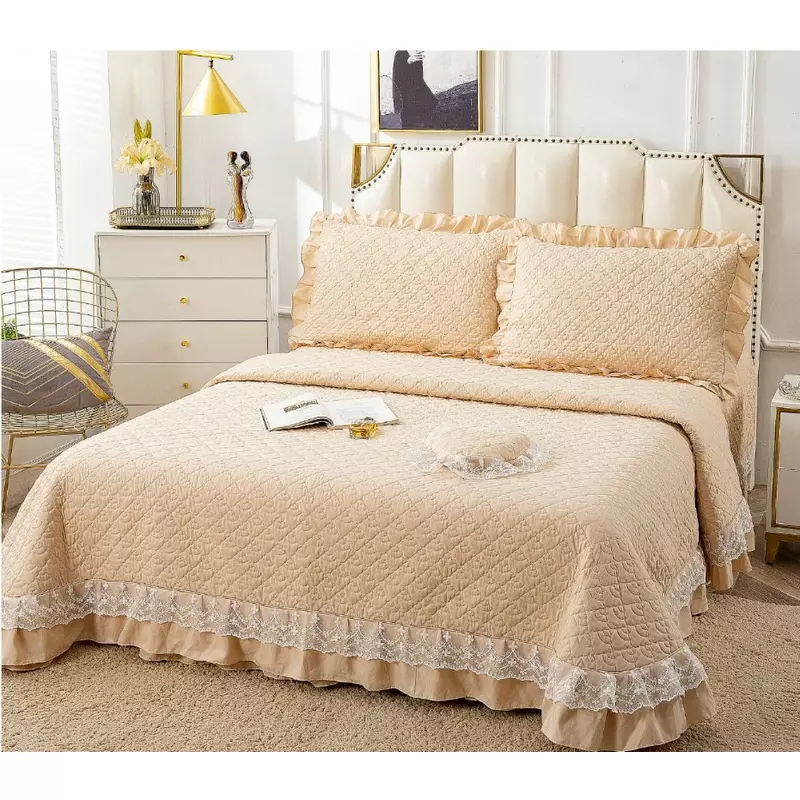Set Cuvertura de Pat din Bumbac, 4 Piese, Cream - PIT159