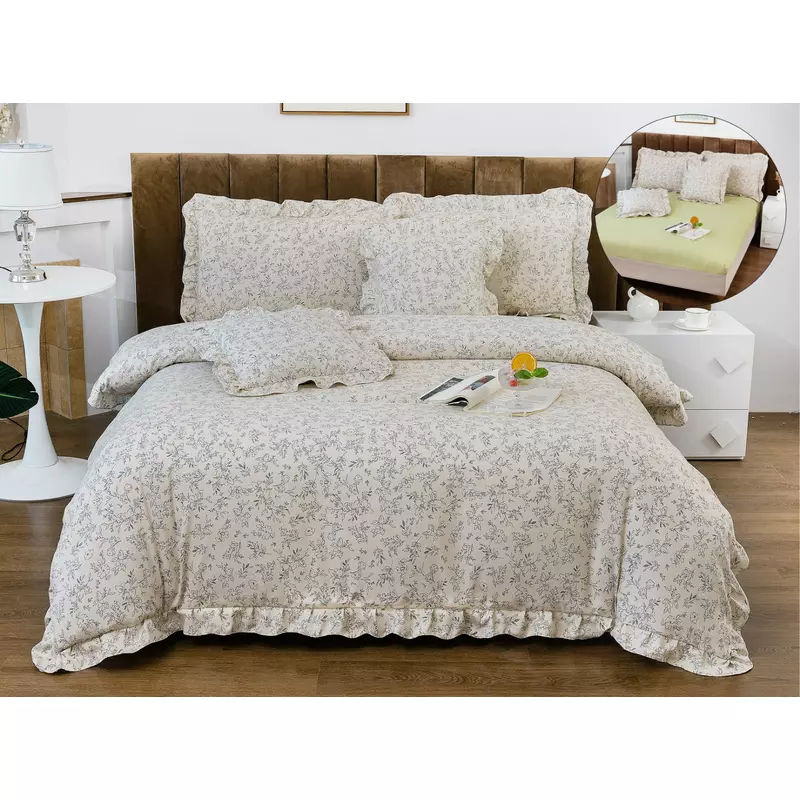 Lenjerie Bumbac Fin cu Volanas, cu Elastic, 6 piese - PIT315