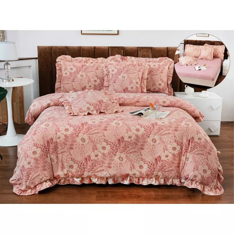 Lenjerie Bumbac Fin cu Volanas, cu Elastic, 6 piese - PIT318