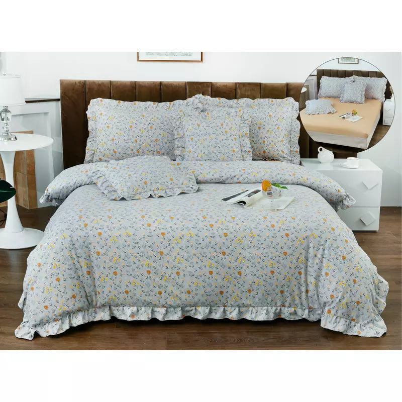 Lenjerie Bumbac Fin cu Volanas, cu Elastic, 6 piese - PIT319