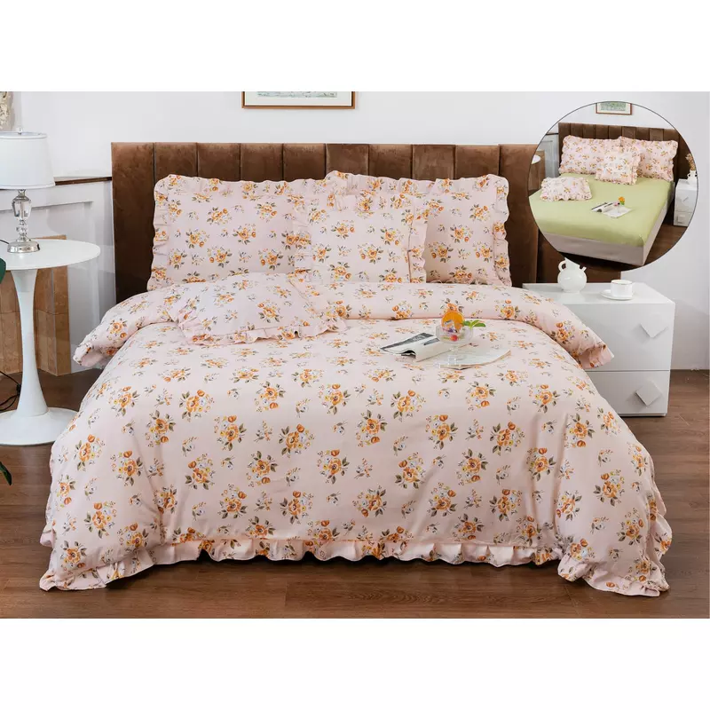 Lenjerie Bumbac Fin cu Volanas, cu Elastic, 6 piese - PIT322