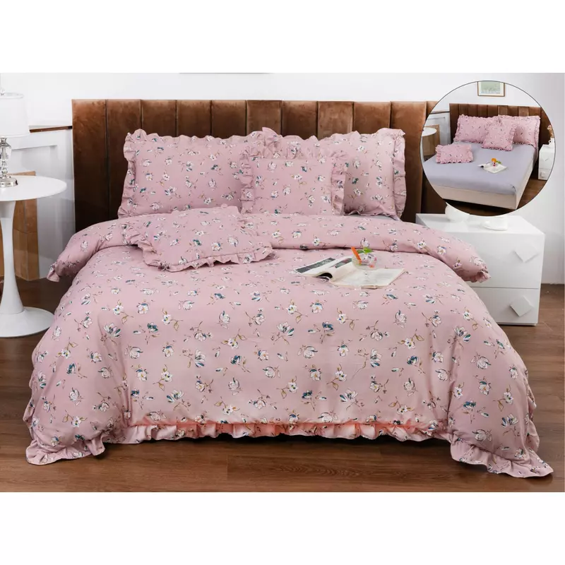 Lenjerie Bumbac Fin cu Volanas, cu Elastic, 6 piese - PIT324