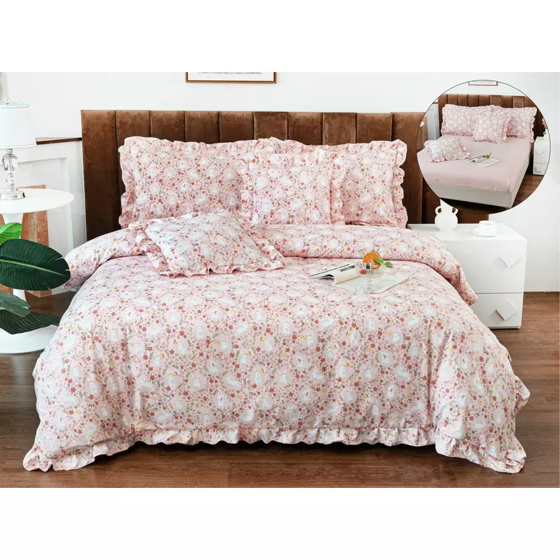 Lenjerie Bumbac Fin cu Volanas, cu Elastic, 6 piese - PIT326