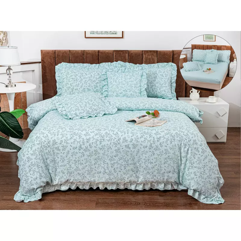 Lenjerie Bumbac Fin cu Volanas, cu Elastic, 6 piese - PIT327