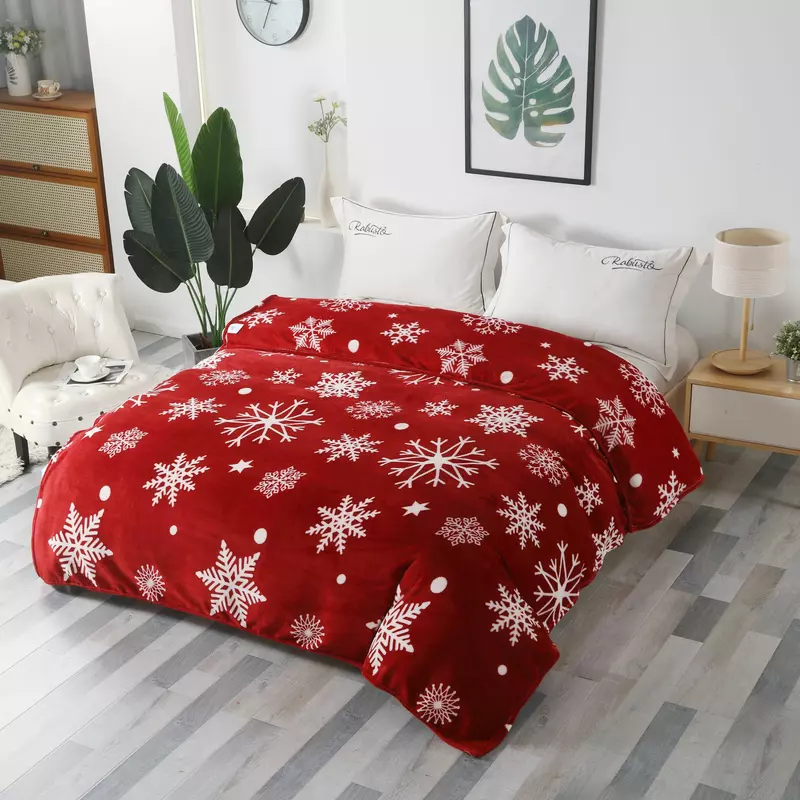Patura Cocolino Model de Craciun 200x230, Bordo cu Fulgi de Zapada - SUZ11