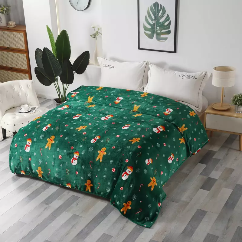 Patura Cocolino Model de Craciun 200x230, Verde cu Om de Zapada - SUZ13