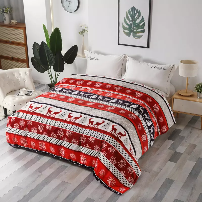 Patura Cocolino Model de Craciun 200x230, Multicolor cu Reni - SUZ14