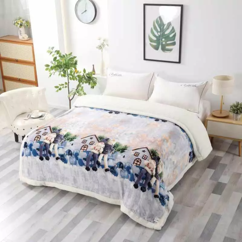 Patura Cocolino cu Blanita, Model de Craciun 200x230, Casuta Turta Dulce - SUZ26