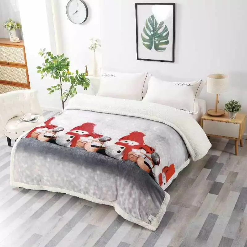 Patura Cocolino cu Blanita, Model de Craciun 200x230, Gri cu Om de Zapada - SUZ28