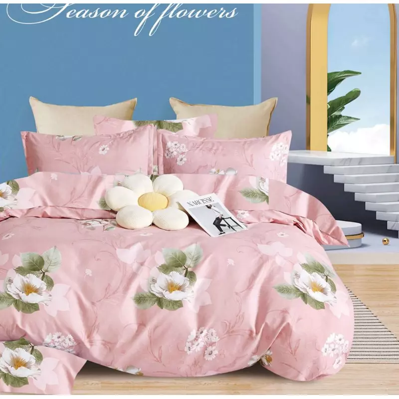 Lenjerie de Pat Bumbac Finet cu 6 Piese Pentru Pat Dublu - SUZ35