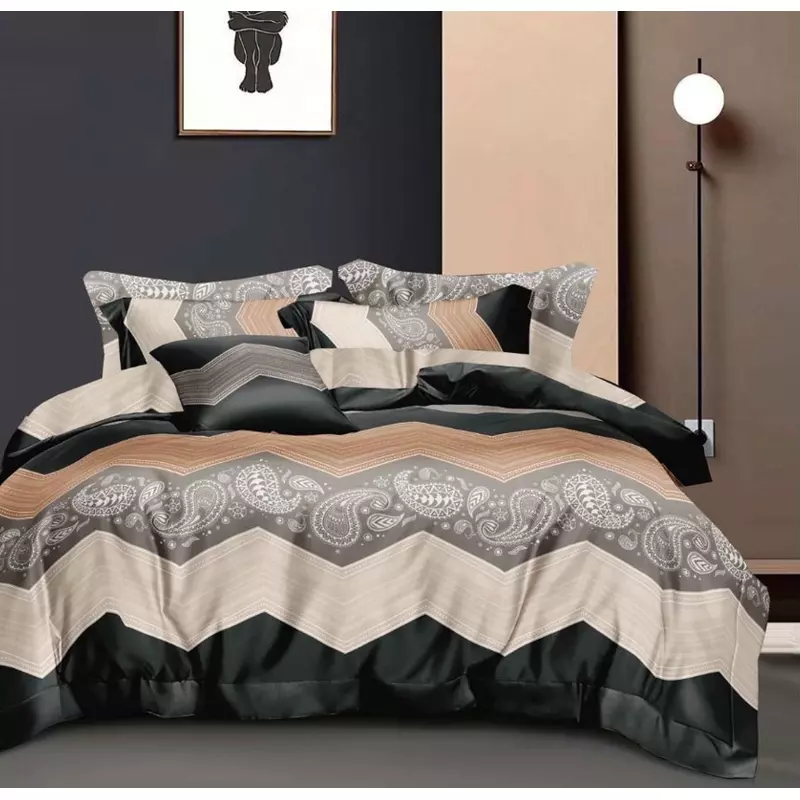 Lenjerie de Pat Bumbac Finet cu 6 Piese Pentru Pat Dublu - SUZ40