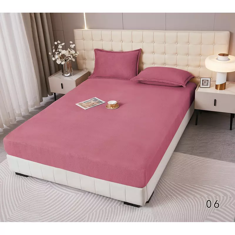 Husa de Pat Cocolino cu Elastic + 2 Fete de Perna pentru Pat Dublu, Roz Inchis Pudra - DNA280