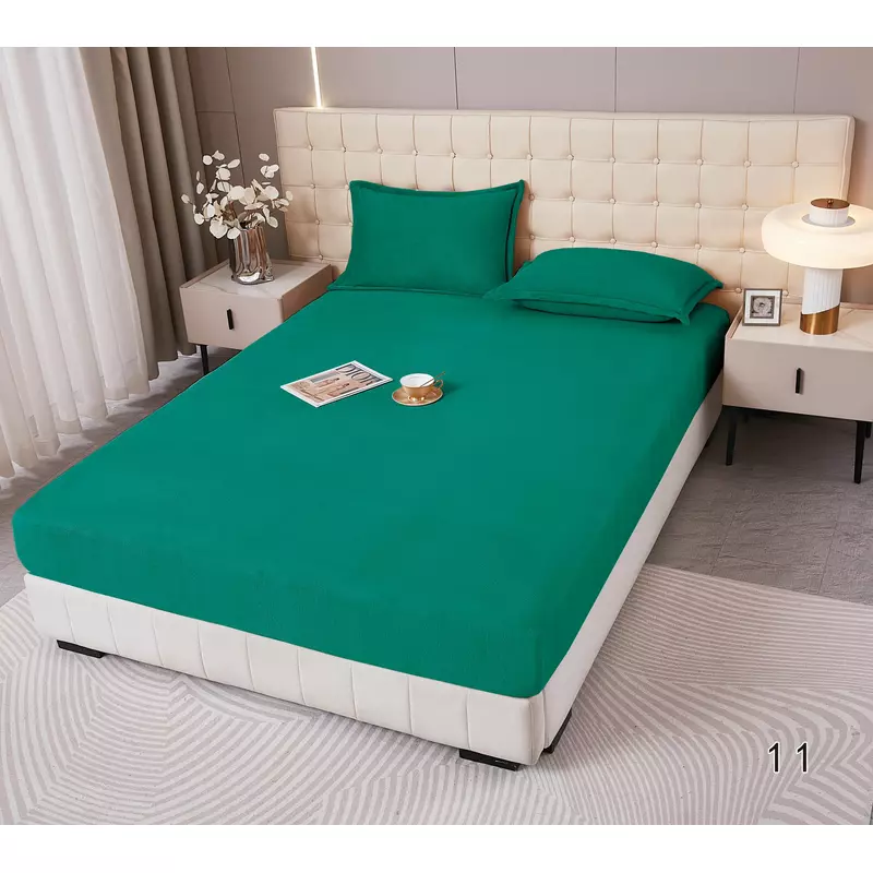 Husa de Pat Cocolino cu Elastic + 2 Fete de Perna pentru Pat Dublu, Verde - DNA287