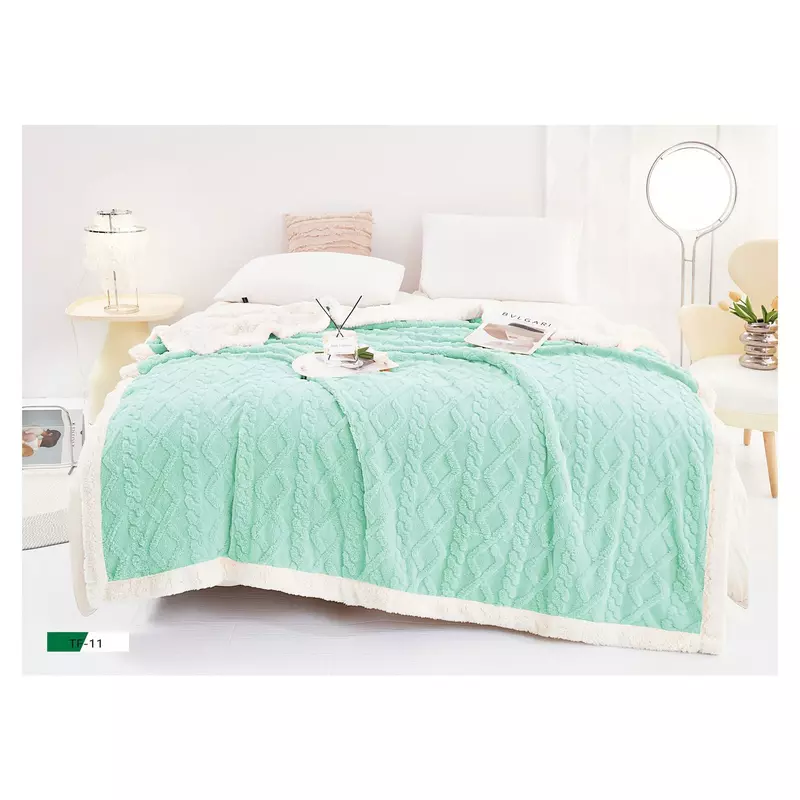 Patura Cocolino cu Blanita Pentru pat Dublu, Verde Deschis Menta - DNA290