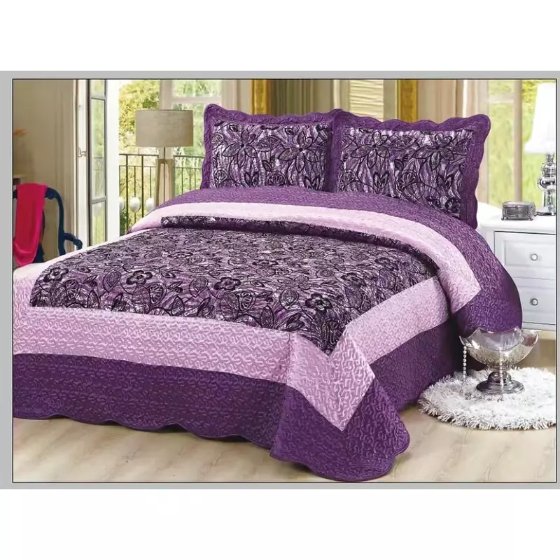 Set Cuvertura Pat din Matase si Catifea - LIM136