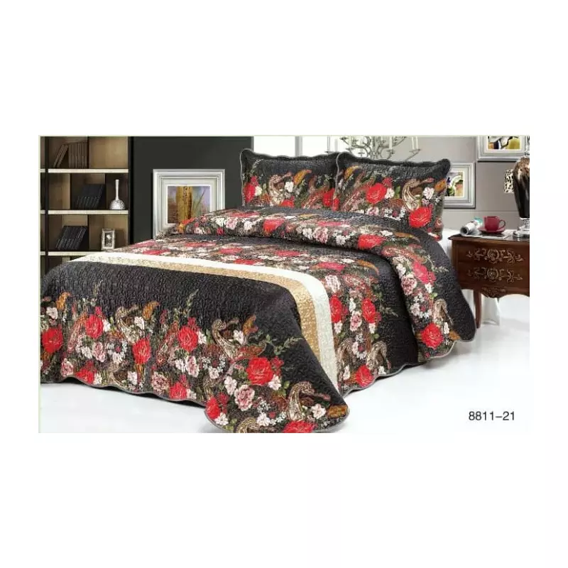 Set Cuvertura Pat din Matase si Catifea - LIM139