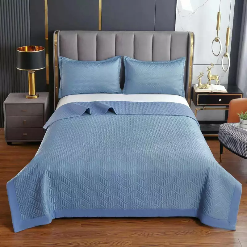 Set Cuvertura Pat din Satin, Bleu - LIM161