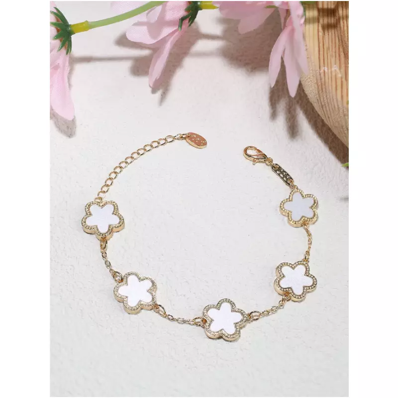 Bratara Eleganta Aurie cu Flori Albe - 05611