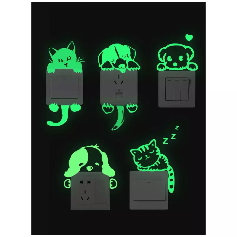 Sticker Perete Autocolant 5 Animale Fosforescente 15x15cm - 62704