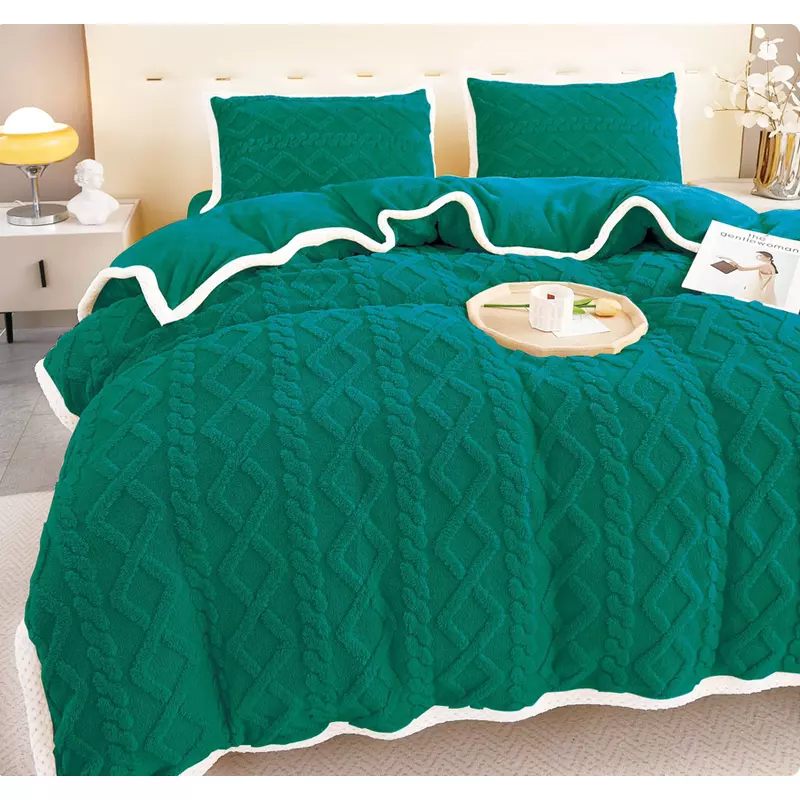 Lenjerie Cocolino Cu Margine Pentru Pat Dublu, 4 Piese, Verde - DNA273