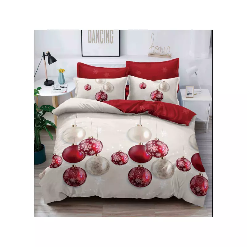 Lenjerie Pat Bumbac Finet, Crem cu Globuri - JOJ569