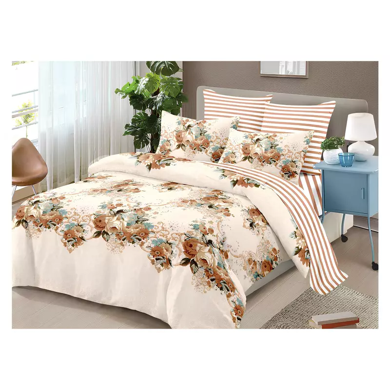 Lenjerie de Pat Bumbac Finet, 2 Persoane, 6 Piese - SIPRR60-335