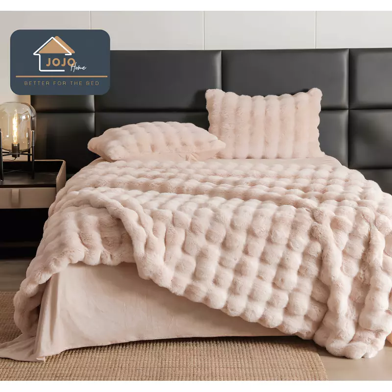Lenjerie Cocolino Cu Blanita de Iepure Pentru Pat Dublu, 6 piese, Cream - JO949