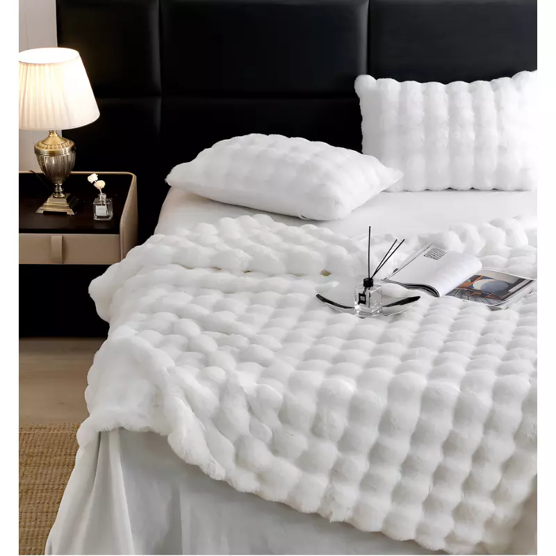 Lenjerie Cocolino Cu Blanita de Iepure Pentru Pat Dublu, 6 piese, Alb  - JO713