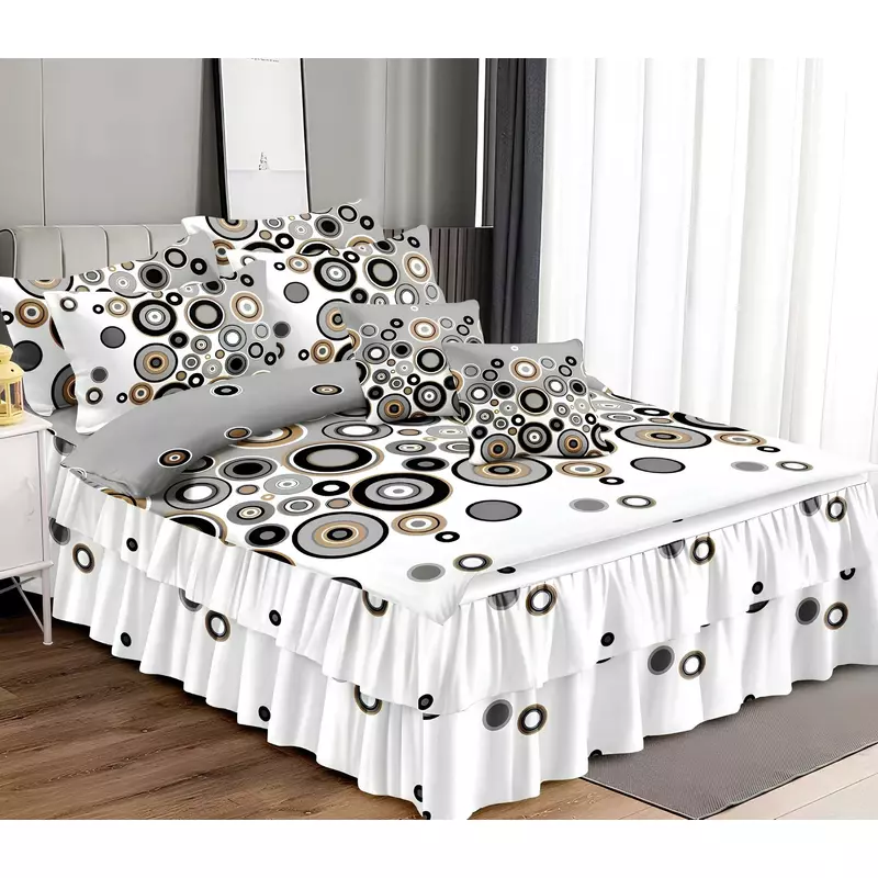 Lenjerie de Lux cu Volanase pentru pat dublu din Bumbac FINET Gros - VLR50
