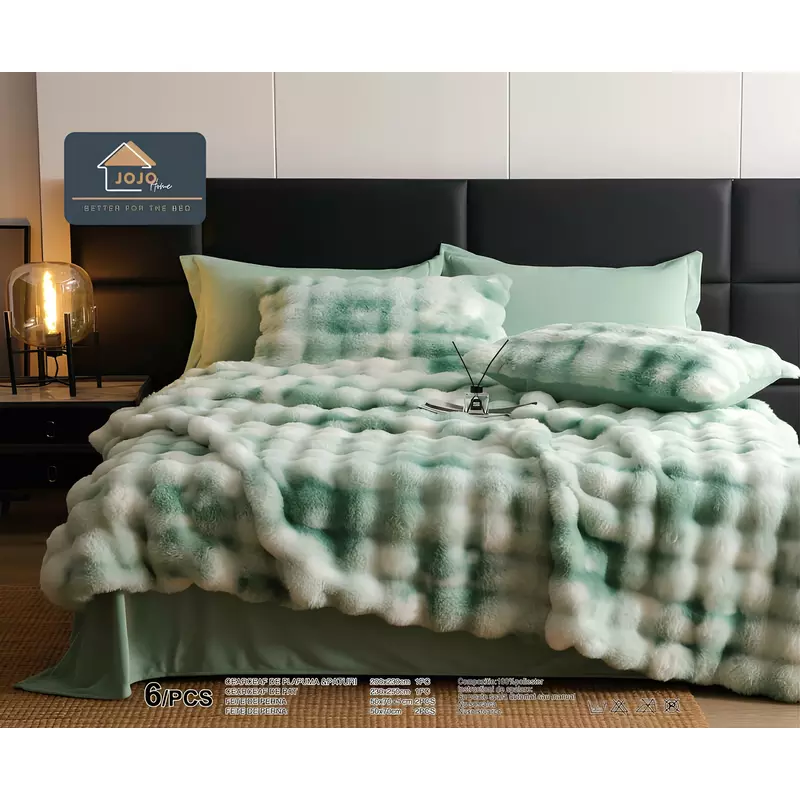 Lenjerie Cocolino Cu Blanita de Iepure Pentru Pat Dublu, 6 piese  - JO952