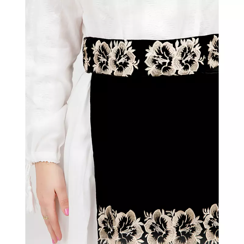 Brau Traditional Negru cu Motiv Floral Auriu- BTR03