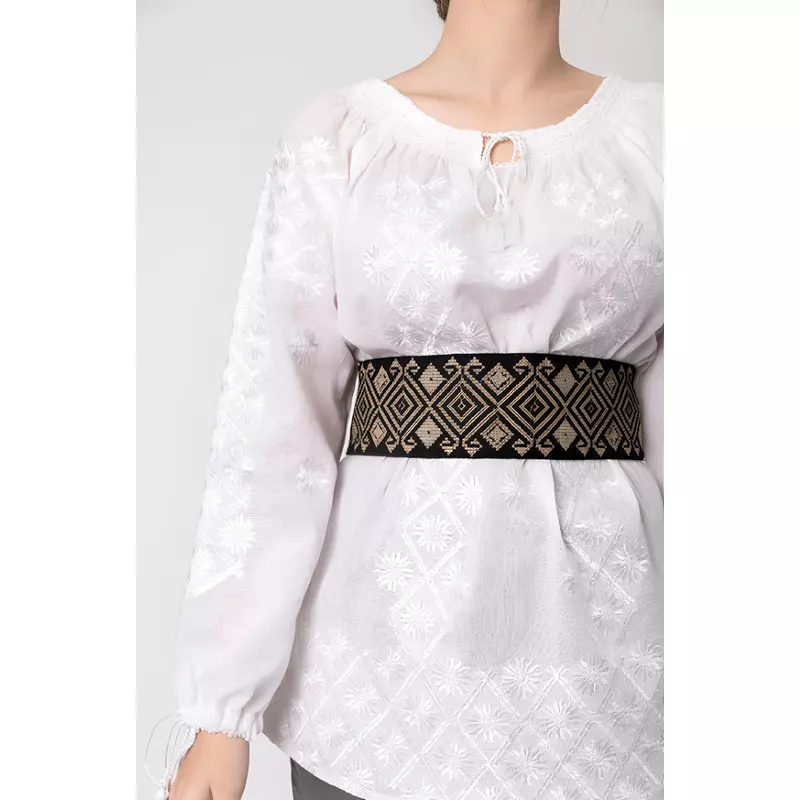 Brau Traditional Negru cu Motiv Geometric Auriu - BTR19
